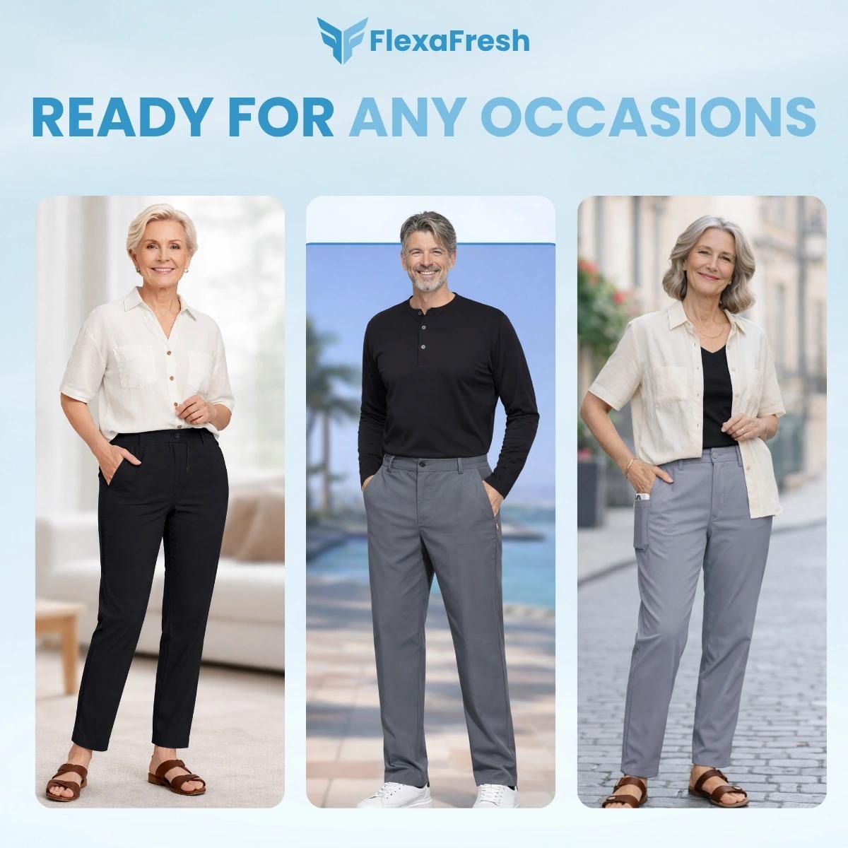 FlexaFresh - Unisex's Ultra Stretch Ice Silk Comfort Casual Pants