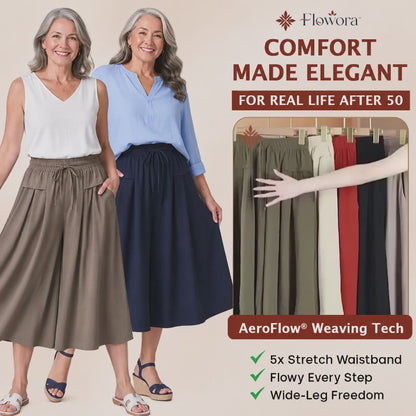 Flowora™ – Relaxed Wide-Leg Cropped Culottes